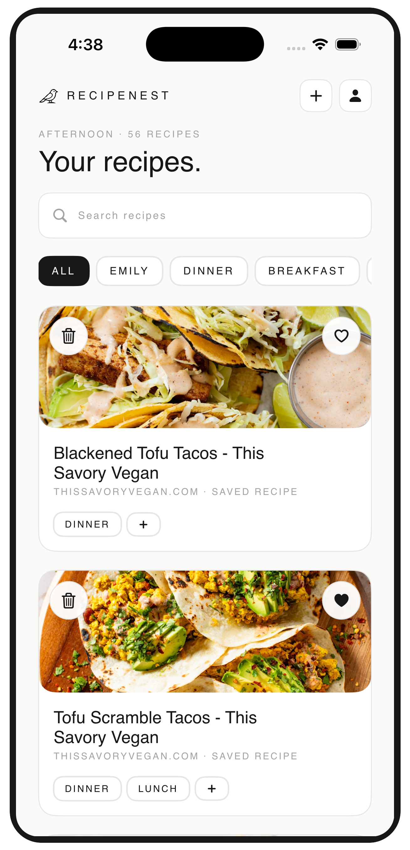 Your recipe collection in RecipeNest